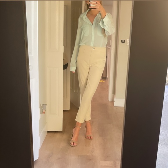 Boohoo Pants - Beige/cream dress pants